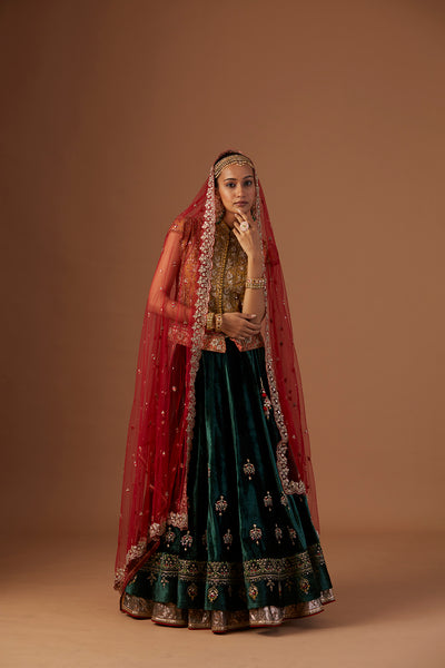 CRIMSON TULLE EMBROIDERED DUPATTA (1 PC)