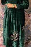 Emerald Green Velvet Embroidered Tunic Set (Vt-04)