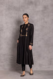 BLACK VISCOSE DUPION PRINTED KURTA SET (DT-06)