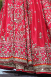 Red Brocade Blouse, Red Silk Dupion Emb. Lehenga With Crino & Red Net Emb. Veil ( Blouse-06, Fb-03/leh+can, Kz-15a/dup)