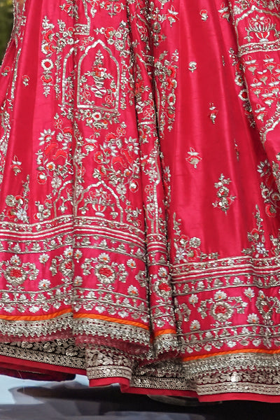 Red Brocade Blouse, Red Silk Dupion Emb. Lehenga With Crino & Red Net Emb. Veil ( Blouse-06, Fb-03/leh+can, Kz-15a/dup)