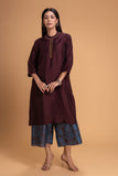 BROWN DUPION EMB. KURTA SET (2 PCS)