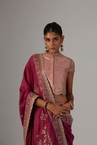 OLD ROSE DUPION EMBROIDERED BLOUSE (1 PC)