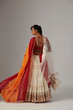 IVORY GAUZE CRINKLED LEHENGA SET WITH CHANDERI UNSTITCHED BLOUSE (BRM-25A))