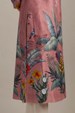 Salmon pink silk chanderi kurta, adorned with forest print (SV-01/KUR)