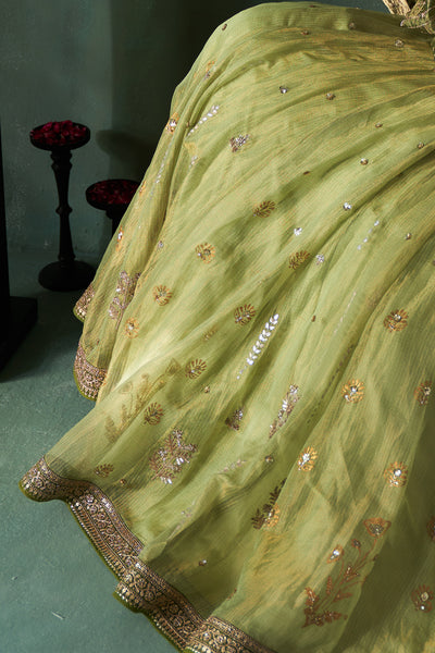 MINT TISSUE EMBROIDERED LEHENGA SET (5 PCS)