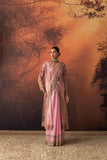 ONION PINK TUSSAR & ORGANZA EMB. TWO-PIECE SAREE SET(EVO-08) (3 PCS)