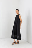 BLACK MELANGE LONG SLEEVELESS DRESS (1 PC)