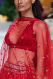 Red Mushroo & Dupion Embroidered Lehenga Set (Tl-07/bls, Sl-03, Sl-03/dup)