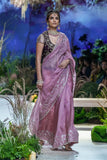 LILAC ORGANZA & VELVET EMBROIDERED SAREE SET (4 PCS)
