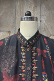 BLACK & MAROON DUPION PRINTED JACKET WITH EMB. DETAILS ( AJP-10)(1 PC)