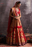 RED BANDHANI EMBROIDERED LEHENGA & DUPATTA  ( 2 PCS)
