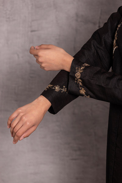 BLACK VISCOSE DUPION PRINTED KURTA SET (DT-06)