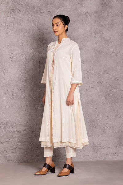 IVORY CHEESE COTON AND CHANDERI EMBROIDERED TUNIC (SAM/LW-02A)