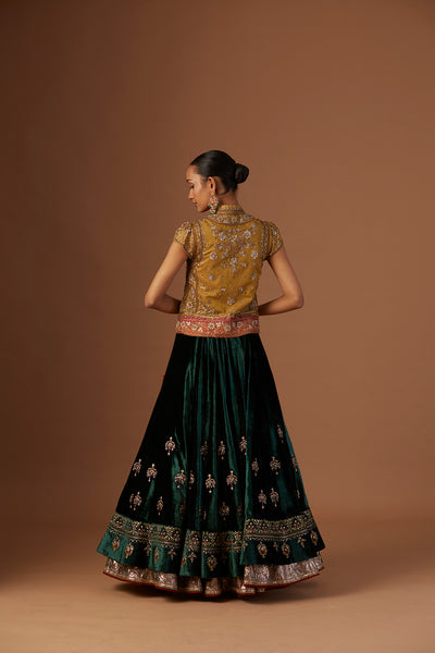 EMERALD GREEN EMBROIDERED LEHENGA (1 PC)