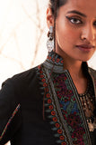Black Viscose Dupion Embroidered Jacket Set (Sh-11/jkt)