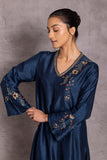 DARK BLUE VISCOSE DUPION PRINTED KURTA SET (DT-05)