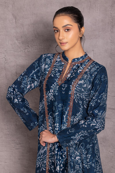 DARK BLUE VISCOSE DUPION EMBROIDERED TUNIC ( DC-04)