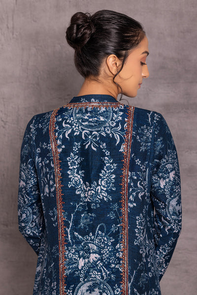 DARK BLUE VISCOSE DUPION EMBROIDERED TUNIC ( DC-04)