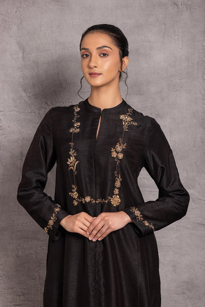 BLACK VISCOSE DUPION PRINTED KURTA SET (DT-06)