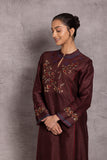 BROWN VISCOSE DUPION PRINTED KURTA SET (DT-12)