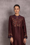 BROWN VISCOSE DUPION PRINTED KURTA SET (DT-12)