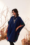 Blue Woolen Kaftan With Multicoloured Border (Wln-05/kaf)