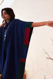 Blue Woolen Kaftan With Multicoloured Border (Wln-05/kaf)