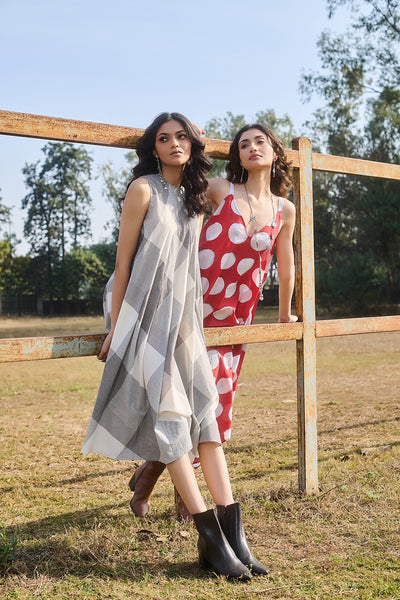 BLACK AND WHITE CHECK COTTON DRESS(CM-03A/DRS)