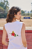 WHITE COTTON PINTUCK EMBROIDERED SLEEVELESS TUNIC (CM-01A/TNC)
