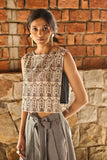 BLACK AND WHITE ARCHITECTURAL INSPIRED PRINTED COTTON CROP TOP (CM-16A/TOP)