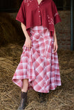 MAROON & WHITE COTTON CHECK SKIRT (CM-09A/SKT)