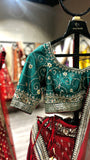 RED DUPION EMB LEHENGA SET (3 PCS)