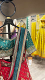 RED DUPION EMB LEHENGA SET (3 PCS)