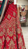 RED DUPION EMB LEHENGA SET (3 PCS)