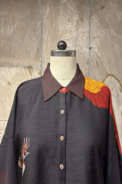 BLACK DUPION PRINTED KAFTAN ( AJP-16B) (1 PC)