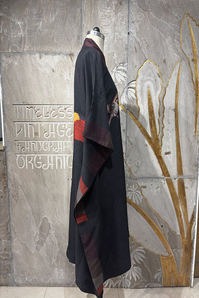 BLACK DUPION PRINTED KAFTAN ( AJP-16B) (1 PC)