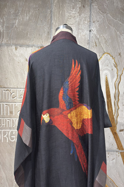 BLACK DUPION PRINTED KAFTAN ( AJP-16B) (1 PC)