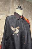 BLACK DUPION PRINTED KAFTAN WITH PRINTED BIRDS & EMB. DETAILS(AJP-16) (1 PC)