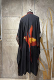 BLACK DUPION PRINTED KAFTAN WITH PRINTED BIRDS & EMB. DETAILS(AJP-16) (1 PC)