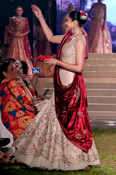 MAROON SILK VELVET EMBROIDERED DUSHALA (DUS-65)