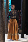 Charcoal embroidered blouse and Yellow brocade skirt set(E-10/TL-14)