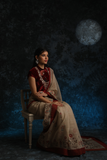 TOOSH SILK CHANDERI FLORAL STRIPE PRINTED SAREE SET (2 PCS)