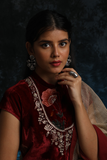 TOOSH SILK CHANDERI FLORAL STRIPE PRINTED SAREE SET (2 PCS)