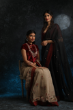 BLACK THIN CHANDERI EMBROIDERED SAREE SET (2 PCS)