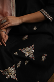 BLACK & OLD ROSE EMBROIDERED KURTA SET (3 PCS)