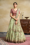 MINT TULLE HEAVY EMBROIDERED LEHANGA SET ( SK -16A )