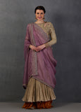 LAVENDER SILK ORGANZA EMBROIDERED DUPATTA (DUPATTA-08)