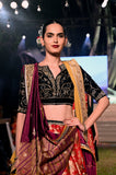 Black and red embroidered brocade lehenga set (FB-09, CRN-01)