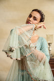 AQUA FLORAL PRINTED & EMBROIDERED ANARKALI SET (3 PCS)